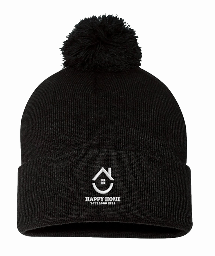 Custom Embroidered Sportsman Pom Pom Beanie for Real Estate Professionals - A Stylish Branding Statement