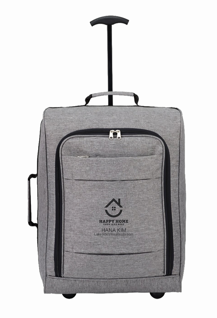 Bulk Set of 8 Customizable Graphite 20" Upright Luggage with Realtor Logo | Ideal Client Giveaway for Travel Enthusiasts - Durable 600D Polyester Carry-Ons