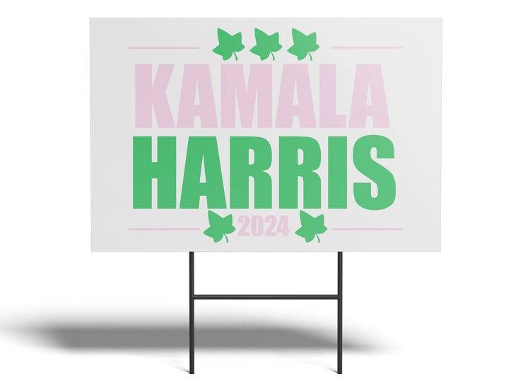 Kamala Harris 2024 Yard Sign – Double-Sided, Pink & Green Durable 10mm Coroplast (18"x14" or 24"x24")