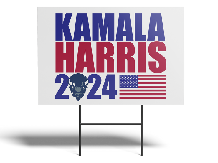 Kamala Harris 2024 Yard Sign – Double-Sided, Bison Durable 10mm Coroplast (18"x14" or 24"x24")