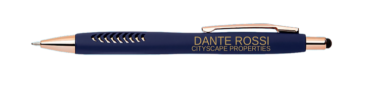 Custom Full-Color Soft Touch Stylus Pen with Black Ink - Personalized with Your Realtor and Company Name