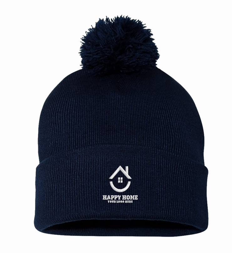 Custom Embroidered Sportsman Pom Pom Beanie for Real Estate Professionals - A Stylish Branding Statement