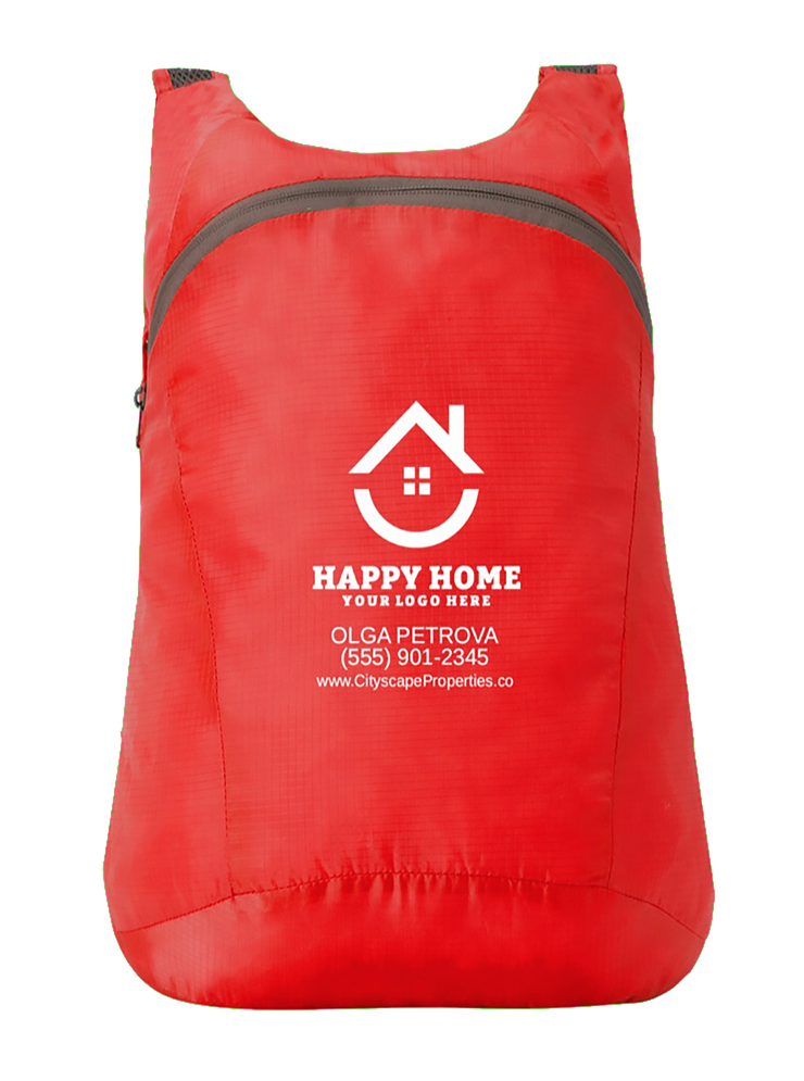 Customizable Packable Backpacks for Real Estate Agents - Buy in Sets of 5, Minimum 10