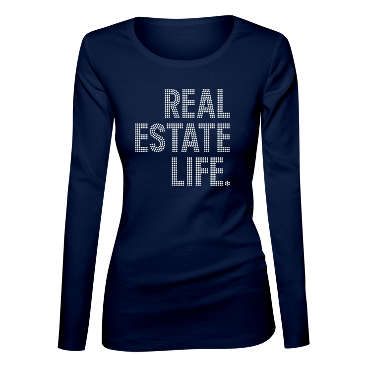 Real Estate Life Bling Ladies Long Sleeve Shirt