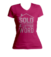 Sold Is My Favorite 4-Letter Word Bling V-Neck Shirt